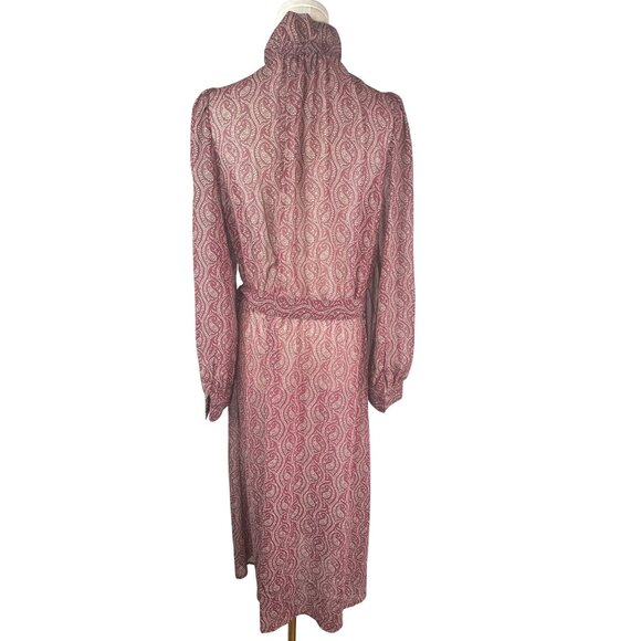 Banana Republic Large Burgundy Paisley Button-Down Midi Ruffle Collar - Picture 2 of 13